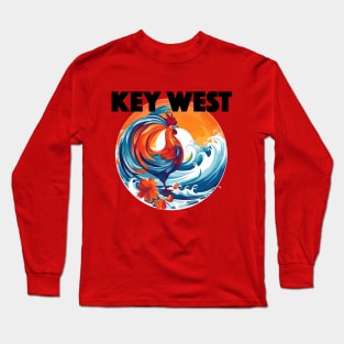 Key West - Rooster (with Black Lettering) Long Sleeve T-Shirt